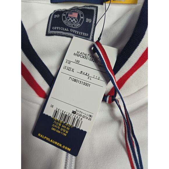 USA Olympic Team Jacket Mens XL White 2020 Ralph Lauren Full Zip Track Tokyo - Picture 6 of 13